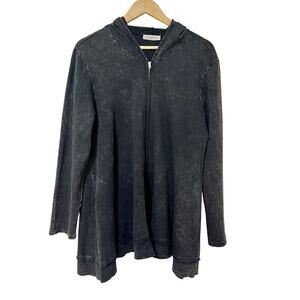 Jess & Jane Full Zip Waffle Knit Oversized Hoodie Size L Black Grunge Y2K Womens